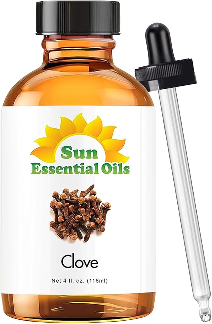 Sun Essential Oils ??4 oz Clove Essential Oil with Dropper for Diffuser, Skin, Aromatherapy