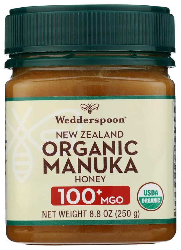 Wedderspoon Raw Premium USDA Certified Organic Manuka Honey, 100+ MGO, 8.8 Oz, Unpasteurized New
