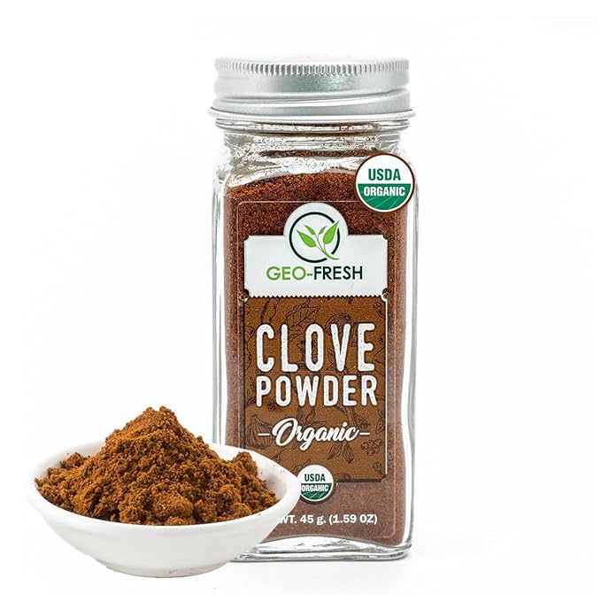 Geo-Fresh Organic Clove Powder ??1.59 oz Glass Jar ??Ground Cloves ??USDA Certified, Non-GMO