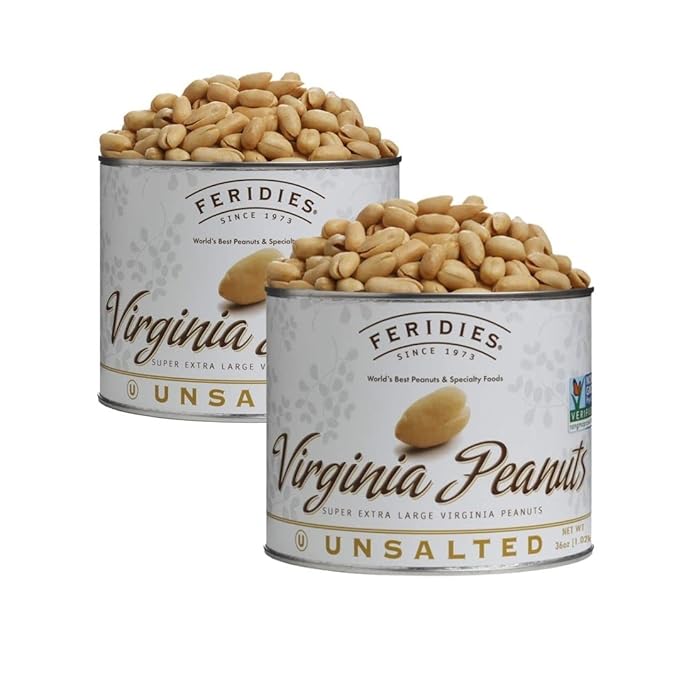FERIDIES Unsalted Virginia Peanuts Cooked in Pure Peanut Oil, Cholesterol-Free, Ou Kosher, Non-Gmo