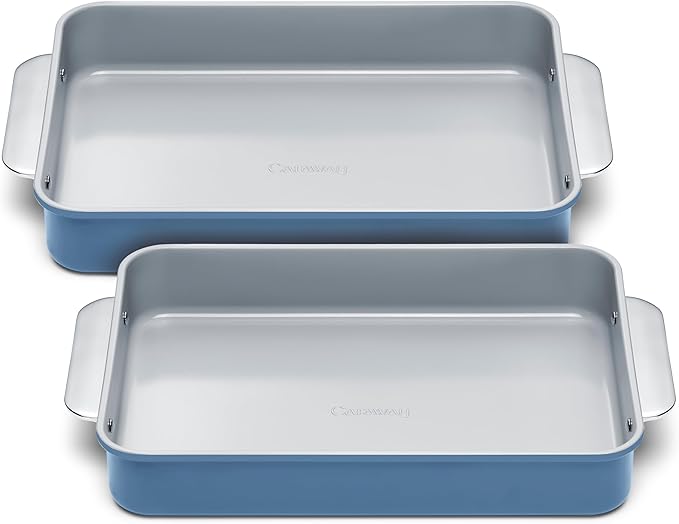 Caraway Non-Stick Ceramic 9”x13” Rectangle Pan Duo - Naturally Slick Ceramic Coating - Non-Toxic