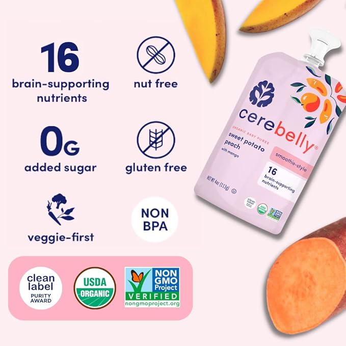 Cerebelly Organic Baby Food Pouches ??Dairy Free Smoothies for Toddlers | No Added Sugar, Fiber