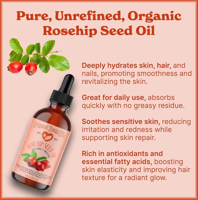 SALE! 4oz Rosehip Seed Oil, 100% Pure and Natural, Cold-Pressed, Unrefined, Organic Moisturizer for