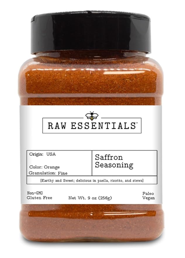Raw Essentials Saffron Seasoning - Earthy and Sweet - Delicious in Paella, Risotto, and Stews