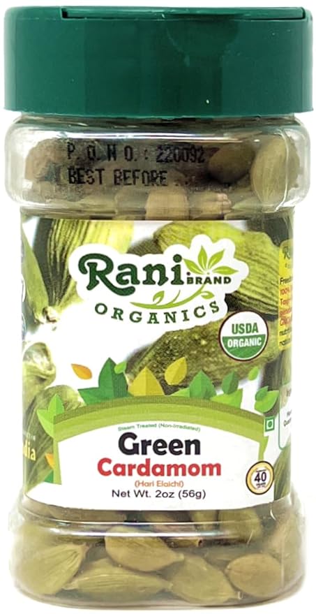 Rani Organic Green Cardamom Pods Spice (Hari Elachi) 2oz (56g) PET Jar ~ All Natural | Vegan |