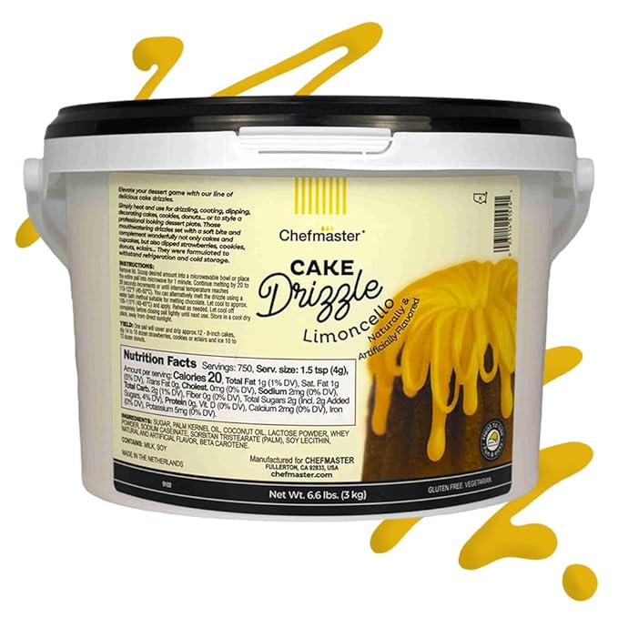 Limoncello-Flavored Cake Drizzle by Chefmaster, Edible Cake Drip Frosting for Decorating, Drip for