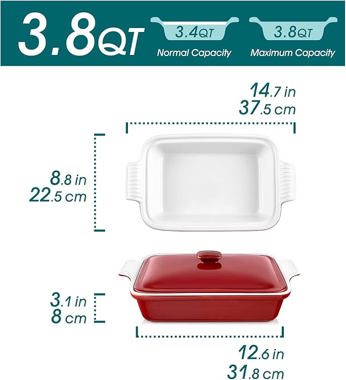 vancasso Blossom Casserole Dish, 13x9 Baking Dish, 3.8 Quart Casserole Dish Set Lasagna Pan Deep