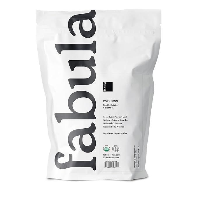 Fabula Low Acid Coffee Beans Whole, Organic Espresso Coffee - Non-GMO - No Molds - Mycotoxins