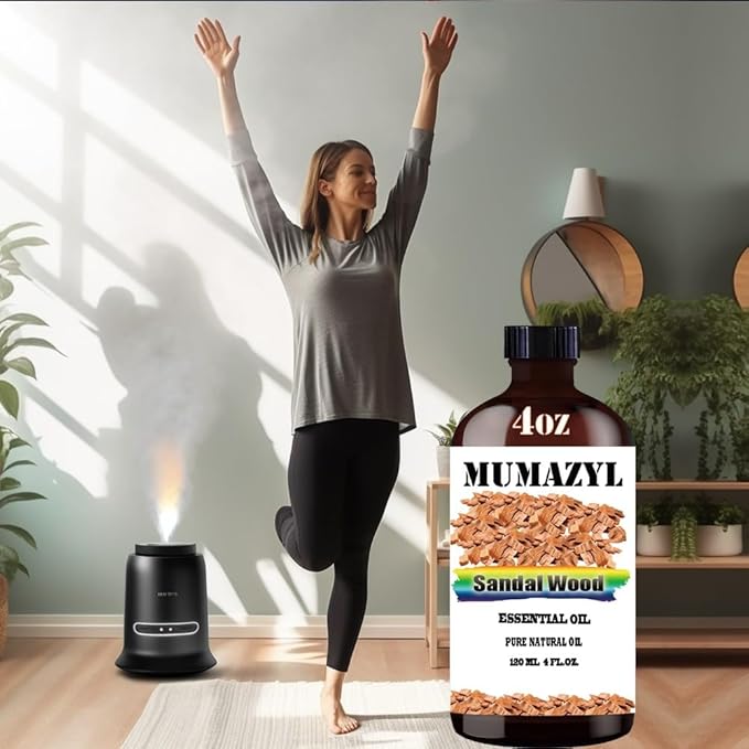 Sandalwood Essential Oil, Sandalwood Oil 4 Fl Oz 120ML for Diffuser Humidifier Yoga Cleaning DIY