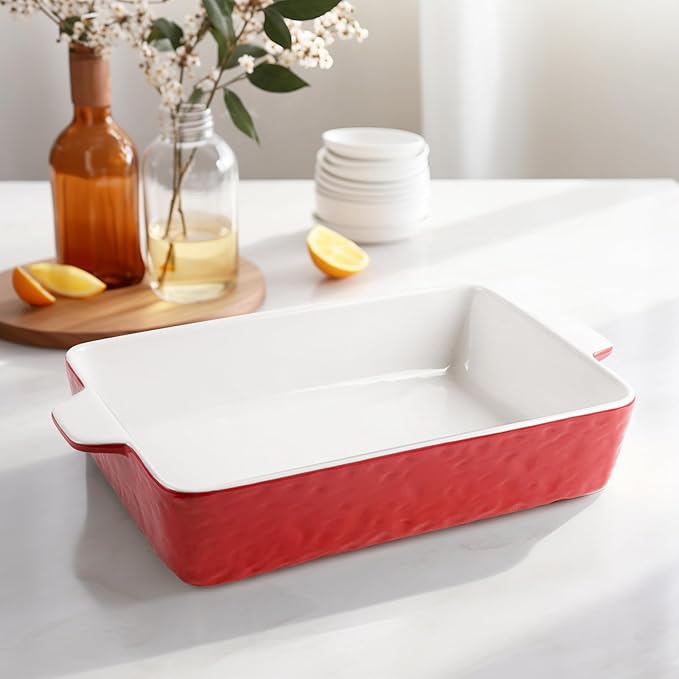 4 QT Baking Dish, Casserole Dishes for Oven, 9x13 Baking Pan with Handles, Lasagna Pan Deep