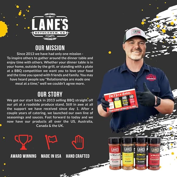 Lane's Don't Be A Chicken Gift Set, All-Natural 4 Rubs Gift Set of Blackened Seasoning, Garlic