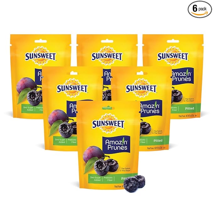 Sunsweet Amazin' Pitted Prunes - Dried Prunes Pitted Unsweetened - Gluten Free, Vegan, Low Fat