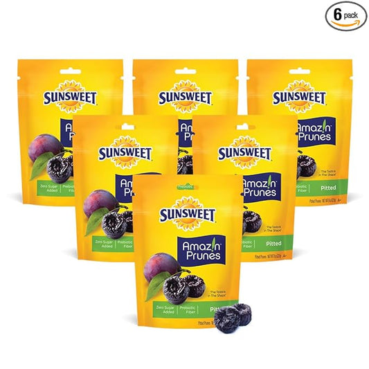 Sunsweet Amazin' Pitted Prunes - Dried Prunes Pitted Unsweetened - Gluten Free, Vegan, Low Fat