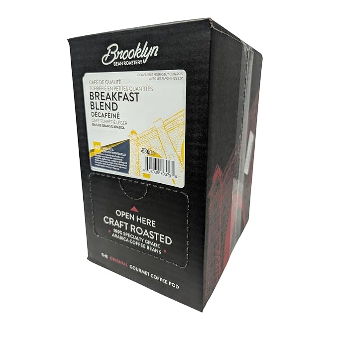 Brooklyn Beans Decaf Coffee Pods, Decaf Breakfast Blend - Compatible with Keurig K Cup Brewers