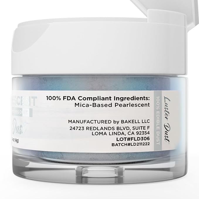 Luster Dust - Blue Iridescent (4g 1x Jar) | Edible Vegan Dust & Paint for Cake Decorating, Ice