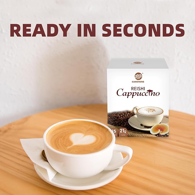 Mushroom Coffee Alternative Cappuccino Mix, Instant Superfood Coffee Drink with Reishi Mushroom