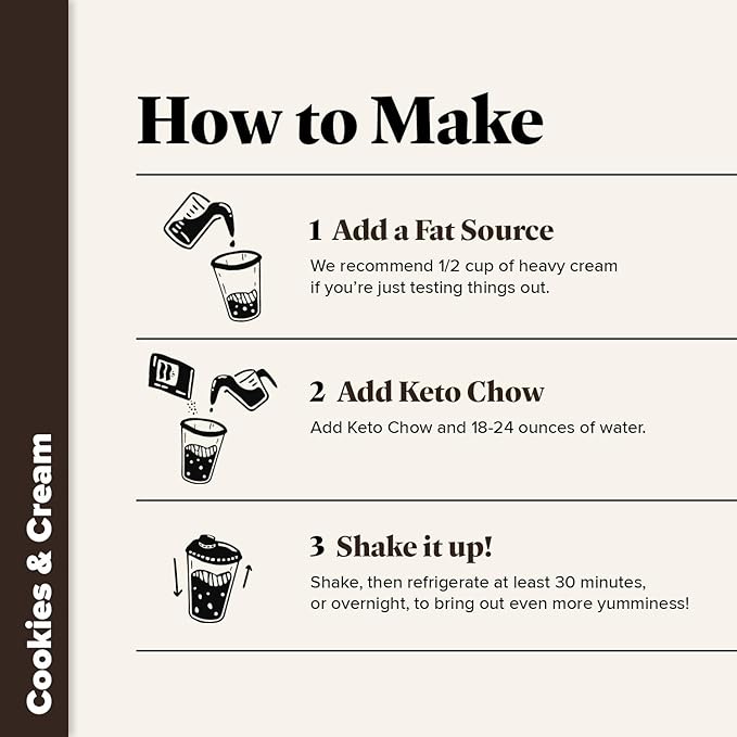 Keto Chow Cookies & Cream | Keto Meal Replacement Shake Powder | Nutritionally Complete | Low Carb