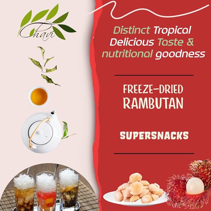 CHAVI Freeze-Dried Rambutan | 4 oz | Pack of 2 x 2 oz | Healthy 1 Ingredient Superfood Supersnacks