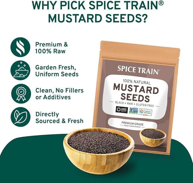 Black Mustard Seeds (397g/14oz), Gluten free, 100% Raw, Sourced from India, Packed in Resealable