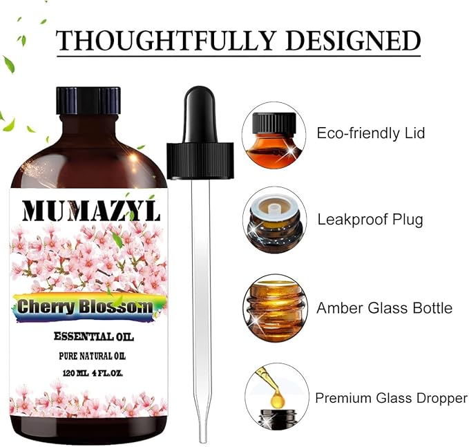 Cherry Blossom Essential Oil, Cherry Blossom Oil 4 Fl Oz 120ML for Diffuser Humidifier Yoga