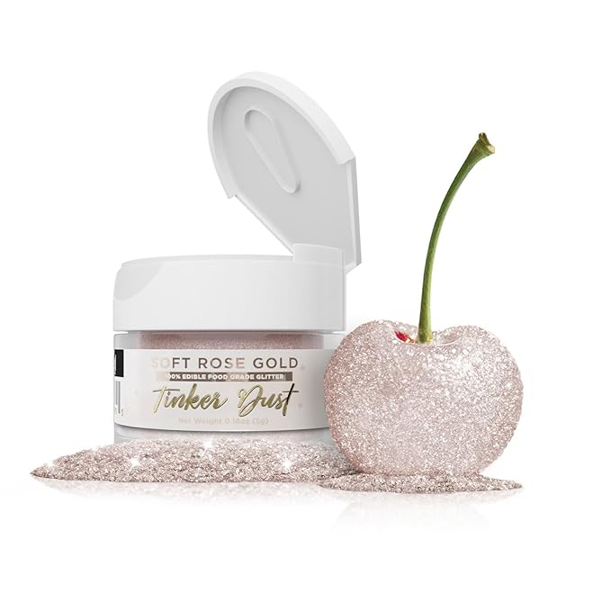 Bakell - Soft Rose Gold Tinker Dust (5g, 1x Jar) Edible Glitter for Food, Desserts, and Beverages!