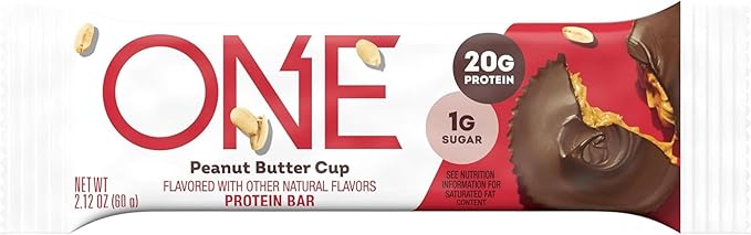 ONE Protein Bars, Peanut Butter Cup, Gluten Free with 20g Protein and 1g Sugar, Pantry Staples