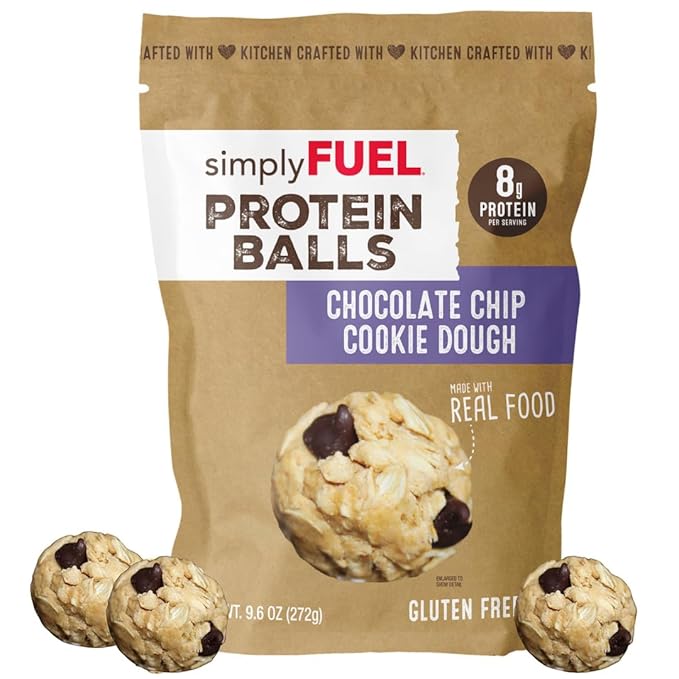 simplyFUEL Whole Food Protein Balls with Probiotics - Chocolate Chip Cookie Dough Snacks - 8g