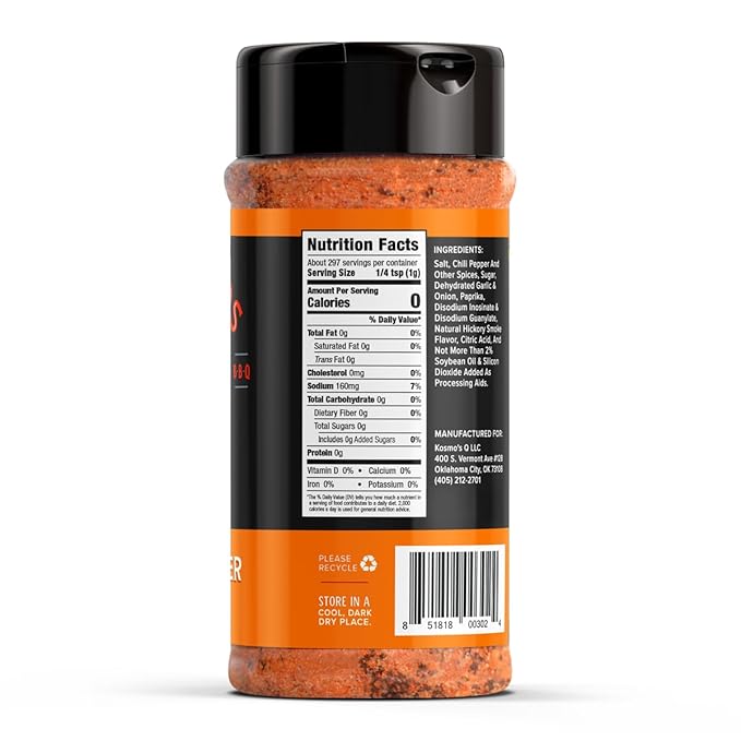 Kosmos Q Cow Cover BBQ Dry Rub, Smoky & Savory Beef Seasoning with Chili Pepper, Garlic, Onion &