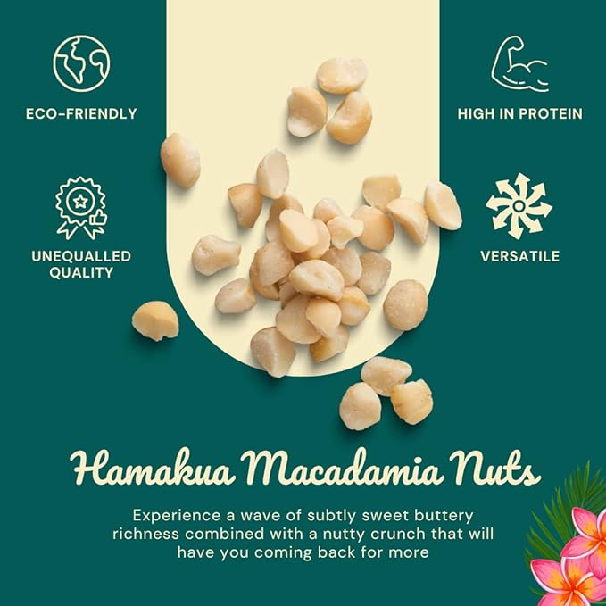 Hamakua Macadamia Nuts - Sweet Glazed Butter Rum - Hawaiian Grown Flavored Dry Roasted Half and