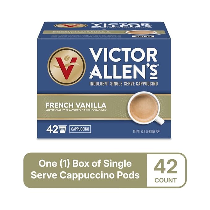 Victor Allen's Coffee French Vanilla Flavored Cappuccino Mix, 42 Count, Single Serve K-Cup Pods for