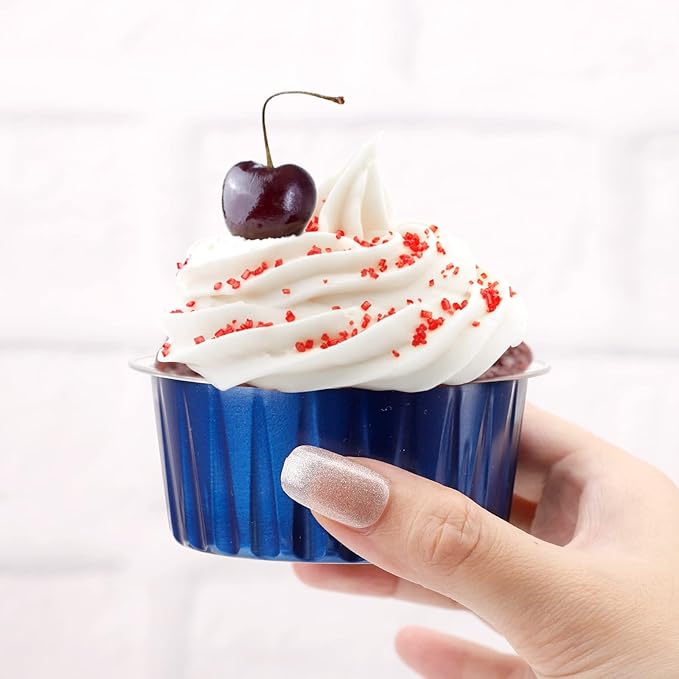 EUSOAR Assorted Colors Cupcake Liners, 5oz 125ml Muffin Liners with Lids Pack of 50, Creme Brulee