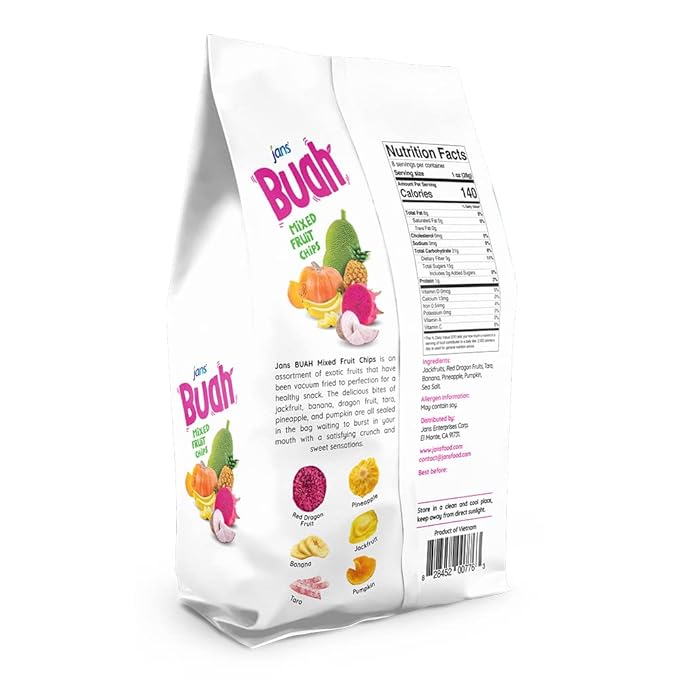 Jans Buah Mixed Fruit Chips, 7 Oz ??Tropical Mix of Red Dragonfruit, Pineapple, Banana, Jackfruit