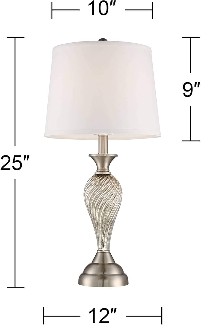 Regency Hill Arden 25" High Modern Table Lamps Set of 2 Table Top Dimmer Silver Brushed Nickel