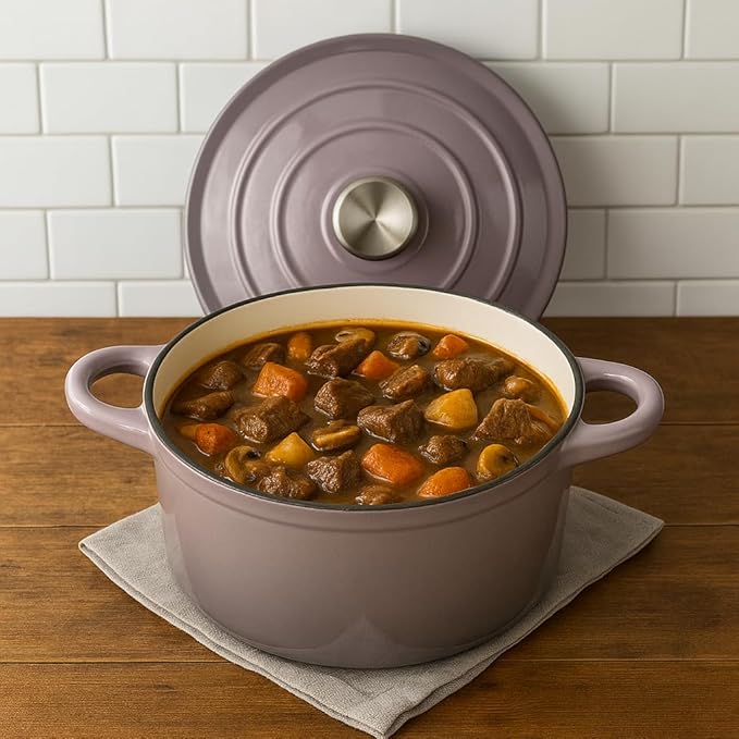 Hamilton Beach 5.5-Quart Enameled Cast Iron Dutch Oven with Lid | Heavy-Duty Pot for Braising