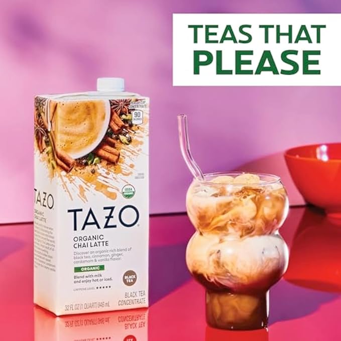 TAZO Tea Concentrate, Green Tea Matcha Latte, Organic Skinny Chai Latte, & Organic Chai Latte 32 Fl