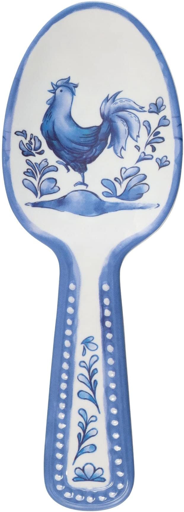 UPware Blue Rooster Melamine Salad Servers, Serving Utensil Set, Includes Serving Fork and Spoon