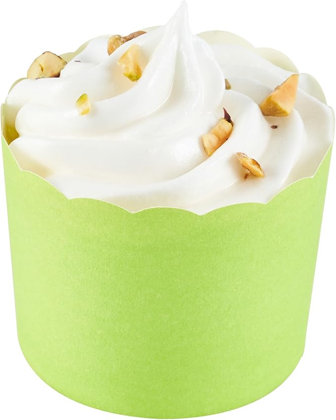 Panificio 6 Ounce Cupcake Wrappers, 200 Scalloped Baking Cups - Oven-Ready, Greaseproof, Green