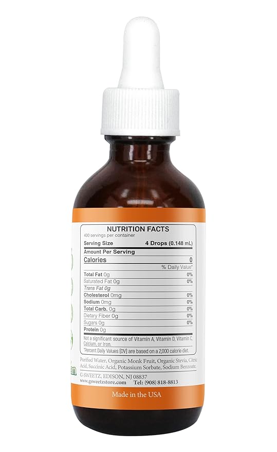 Monk Fruit & Stevia Liquid Sweetener Drops - Natural Sweeteners & Sugar Alternatives - Delicious