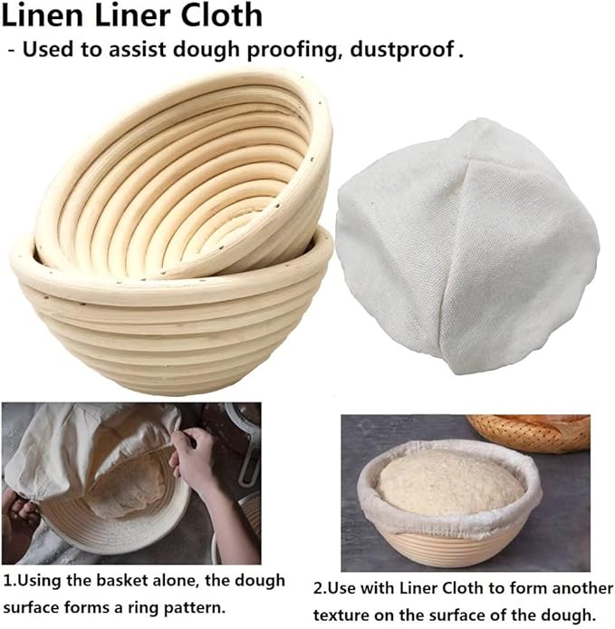 5 inches Round Banneton Basket for Bread Proofing, Dough Proofing Bowls with Removable Liner, Good