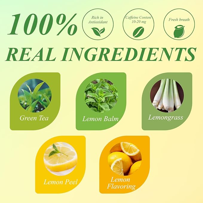 WT WEETEE Green Tea with Lemon, 100 Count Lemon Green Tea Bags, Flavored Green Leaves with