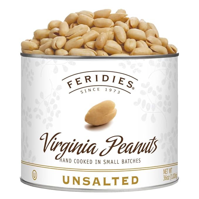 FERIDIES Unsalted Virginia Peanuts, Cooked in Pure Peanut Oil, Non Gmo, Ou Kosher, Cholesterol Free
