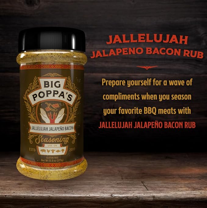 Big Poppa’s Jallelujah Jalapeño Bacon Seasoning – Sweet & Spicy Maple Bacon Rub for Beef, Pork