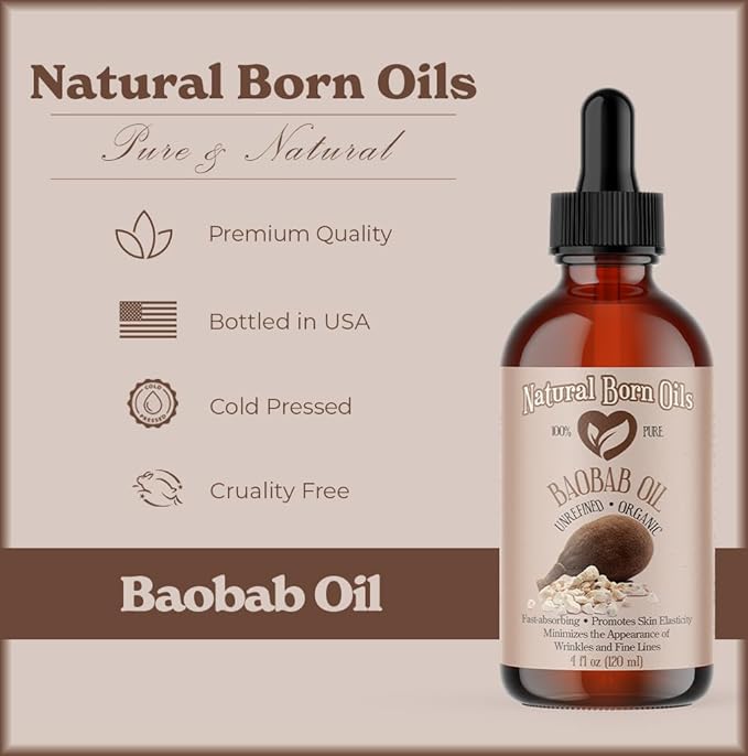 Natural Born Oils 4oz Baobab Oil, 100% Pure and Natural, Organic, Cold-pressed, Unrefined