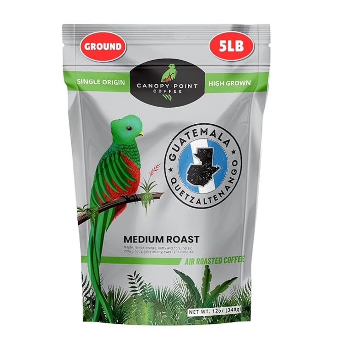 Canopy Point Coffee - Guatemala Medium Roast - 5lb Bag, Freshly Ground, Specialty Small Batch Air