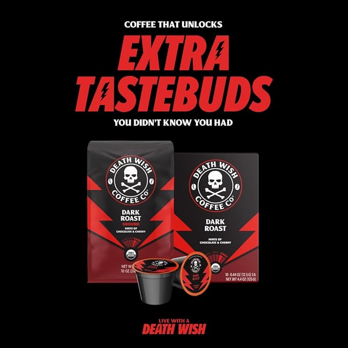 Death Wish Coffee, Single Serve Pods - Dark Roast Coffee Pods - Made with USDA Certified Organic