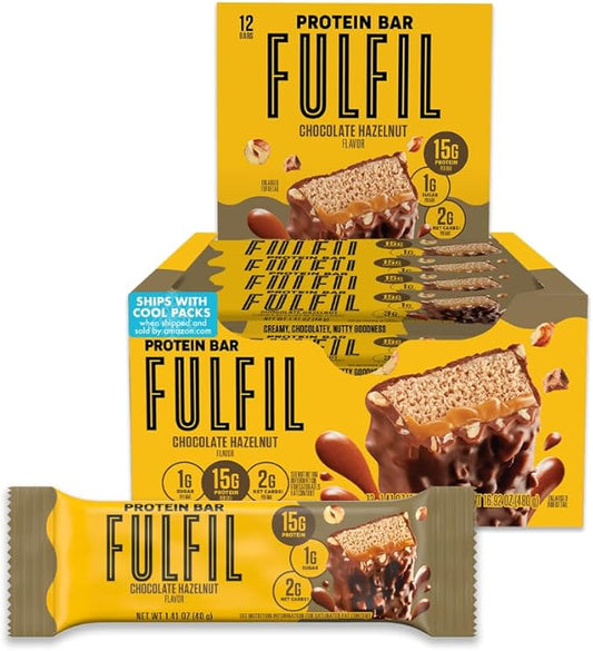 FULFIL Protein Snack Bars, Chocolate Hazelnut Flavored, Gluten Free with 15g Protein, Pantry