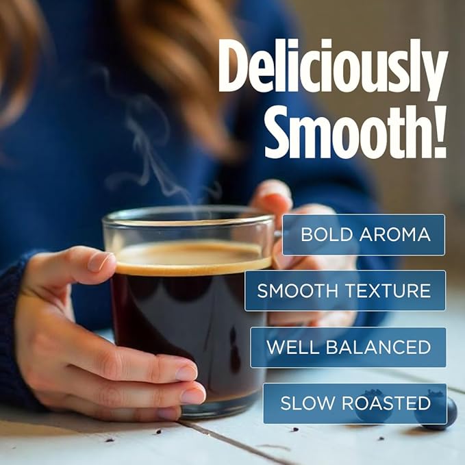 VitaCup Perfect Blueberry Flavored Low Acid Coffee Pods, Organic, Fair Trade, Dark Roast Single