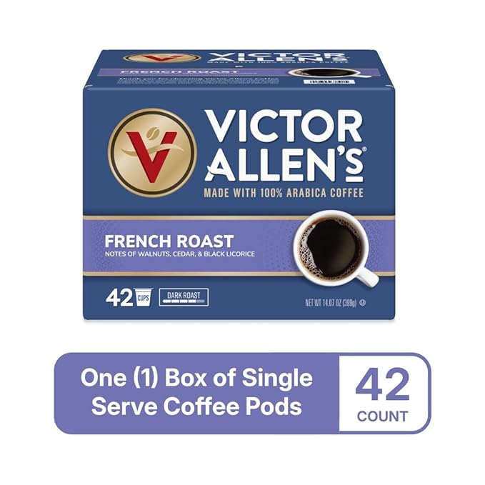 Victor Allen's Coffee French Roast, Dark Roast, 42 Count, Single Serve Coffee Pods for Keurig K-Cup