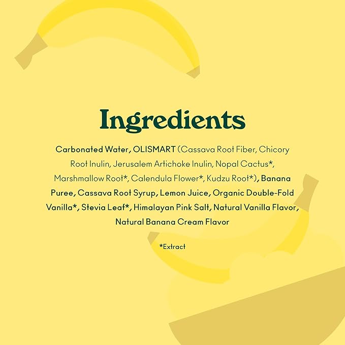 OLIPOP Prebiotic Soda Pop, Banana Cream, A New Kind of Soda Packed with Prebiotics, Fiber, and