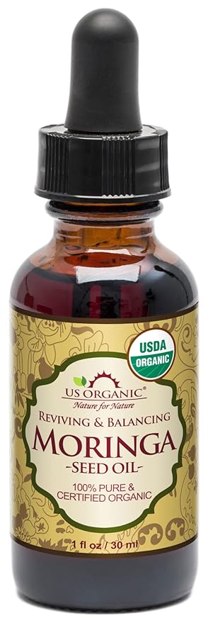US Organic Moringa Oil, USDA Certified 100% Pure, Cold Pressed & Unrefined Non GMO, Vegan Oil
